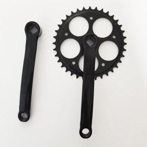 산악 로드 바이크용 ZZRSDAN 165mm 크랭크암 싱글 스피드 크랭크셋 고정 기어 접이식 자전거용(사각 테이퍼 블랙 스프로킷) (36T 블랙)