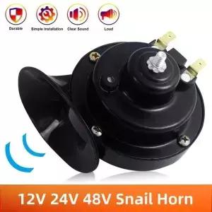 12V 24V 48V 슈퍼 시끄러운 오토바이 방수 달팽이 경적 소리 모노포닉 스쿠터 액세서리 전기