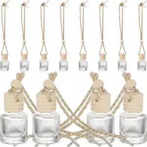 10pcs 8ml 미니 나무 향기 펜던트 병 자동차 매달려 빈 유리 장식