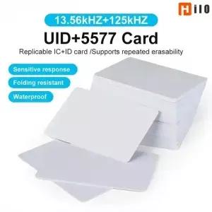 10pcs 듀얼 주파수 RFID 13.56MHz UID 125KHz T5577 재기록 가능한 흰색 카드 액세스 제어 칩 복제 복합