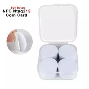 5YOA 20개 50개 13.56MHz Ntag215 NFC 코인 접착 카드 백킹 504 바이트 ISO/IEC 14443 A 25mm 방수 PVC 215