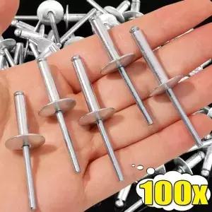 100/20pcs 대형 플랜지 블라인드 리벳 알루미늄 팝 구색 키트 나사 손톱 덕트 보트 패스너 홈 하드웨어