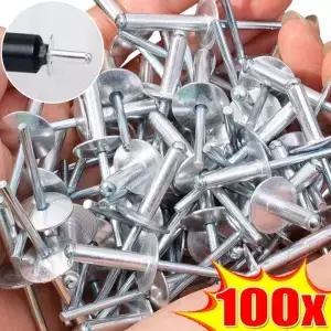 100/20pcs 대형 플랜지 알루미늄 블라인드 리벳 구색 키트 팝 엔드 장식 패스너 덕트 보트 홈 하드웨어