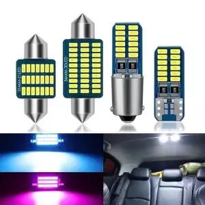 2X T10 W5W BA9S T4W 꽃줄 자동차 인테리어 전구 C5W C10W 돔 28 31 36 39 41 MM 번호판 신호 램프 Led
