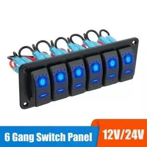 LED 스위치 패널 6 버튼 라이트 토글 해양 보트 캐러밴 RV SUV 트레일러 트럭 차량 액세서리 24V 12V
