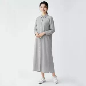 [샵앤][샵앤] 여성 편한 등원룩 빅사이즈 단가라 셔츠 롱원피스 NTT-WDR-20804-블랙