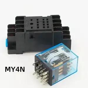 1개 파워 릴레이 MY4NJ DIN 레일 마운트 소켓 베이스 14핀 12V/24V 110V/220V 스위치