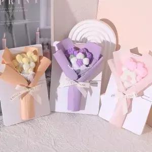 3차원 꽃다발 인사말 카드 수제 퍼프 발렌타인데이 니트