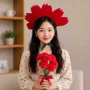 카네이션 머리띠 개나리 벚꽃 봄꽃 헤어밴드 어버이날 스승의날 행사 공연 선물소품