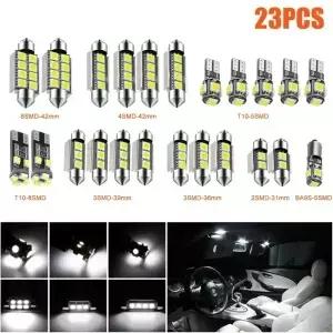 23개 T10 5050 자동차 LED 전구 실내 돔 트렁크 번호판 램프 키트 화이트 BMW E53 E60 E90