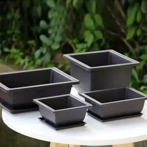직사각형 화분 모조 보라색 점토 식물 냄비 야외 정원 풍경 용 분재 macetas para plantas