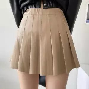 [오노마] ONM 레더 플리츠 스커트 베이지색 가죽 치마 봄스커트