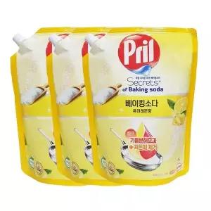 [레이프릴]프릴 주방세제 베이킹소다 퓨어레몬 리필 1000ml x3