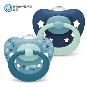누크 시그니처 노리개젖꼭지 S2 (6~18개월) 블루 2개입/쪽쪽이