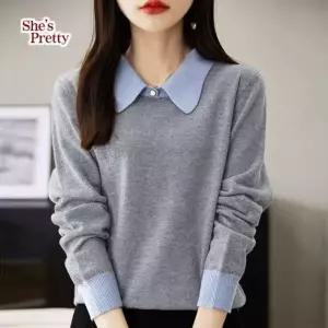 쉬즈프리티 폴로카라레이어드셔츠탑