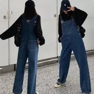데님멜빵바지 원형안경테 점프수트 와이드핏 데님멜빵_19943685_667501