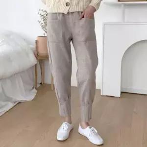 [하프클럽/]캐주얼 밑단다트 모직 팬츠 밴딩 슬랙스 여성바지 편한바지 이