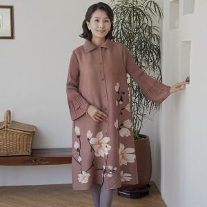 [하프클럽/쉬즈마담]N2628 개화 2단소매 플리츠 자켓 원피스/중년여성의류