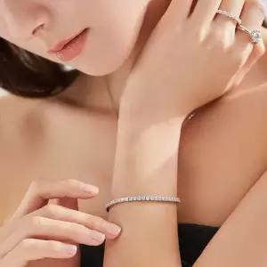 도로시 14k 텐션 랩 다이아몬드 테니스 팔찌 2.5mm 16.5cm)