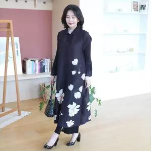 N2628 개화 2단소매 플리츠 자켓 원피스 50대 엄마옷