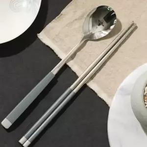 스테인레스 수저 세트 모던 신혼부부 젓가락 국산 투톤 수저 세트 숟가락 가족 한식 손잡이