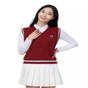 투엘라 테디미뇽 여성 자수 레이어드 니트 브이넥 조끼(W6WV07)