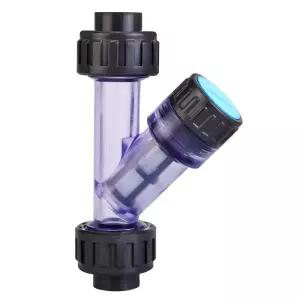 급수 필터 PVC 스트레이너 50mm 와이형 펌프 연결 투명 관개 배관