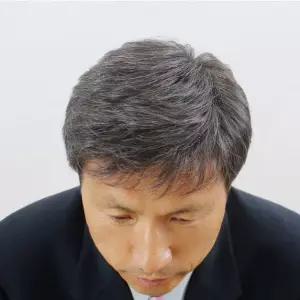 남성 중년 흰머리 가르마 가발 통가발