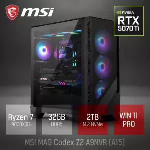 ⓒ MSI MAG Codex Z2 A9NVR A15 R7-9800X3D 32GB 2TB WIN11 / 고성능 편집 코딩 게임 포토샵 캐드 브랜드PC