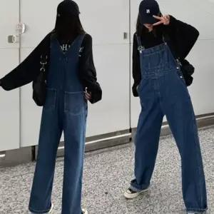 셀럽하우스 와이드핏 여성 점프수트 청멜빵바지 데님통바지