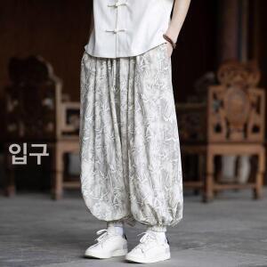 청수정 남성 바지 여름 얇은 죽화 캐주얼 레깅스 부루마 큰 사이즈 KS