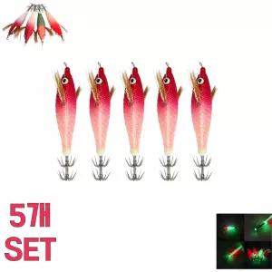 쭈꾸미 갑오징어 에기 야광 UV 축광 수평 쭈갑 루어 선상낚시 채비 한치 문어 5개 세트