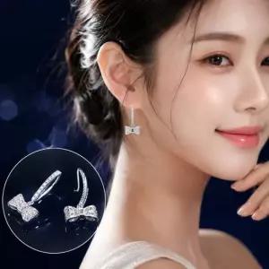 리본 큐빅 드롭 실버 귀걸이 악세사리 큐빅귀걸이 드롭귀걸이 리본귀걸이 여성귀걸이