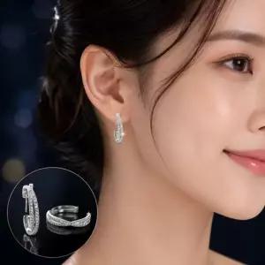 더블 크로스 파베 큐빅 실버 링 귀걸이 악세사리 큐빅귀걸이 더블크로스귀걸이