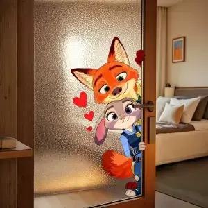 개입 Zootopia 닉 주디 들여다보기용 문 데칼 침실 거실 들 방 등에