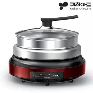 키친아트 KM-A01XP 코코 대용량 멀티쿠커 4L 전기냄비 전골팬 전기그릴 찜기 구이 볶음 스텐 분리형 1300W