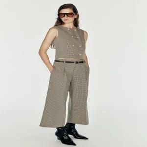 ZARA 체크 쇼트 베스트 - 브라운 8372/389/700
