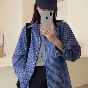 루즈핏 가을 포켓 체크셔츠 남방 루즈핏셔츠 파란셔츠 체크남방 가을셔츠 패턴무늬셔츠 긴팔셔츠