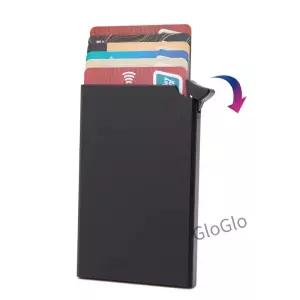 남성용 슬림 RFID 카드 지갑 스마트 자동 팝업 카드홀더 도난 방지 브러시 알루미늄 신용 케이스