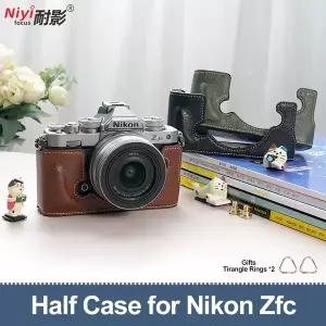 니콘 Zfc 카메라용 카메라 하프 케이스 어깨 스트랩 목 핸드 버팔로 텍스처 하단 오픈 1/4 나사 가죽
