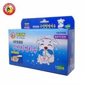 이크린 와우 애견치아 애견용품 손가락티슈 구강청결 강아지 100매  [s03A14F]