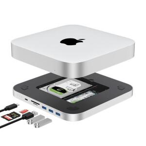 Qwiizlab USB C 허브 Mac Mini 호환 M2 M1 듀얼 드라이브 인클로저 SATA NVMe SSD Type-C 10Gbps TF 카드