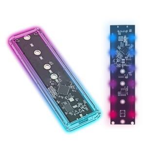 RGB M.2 SATA NGFF NVMe SSD 듀얼 프로토콜 케이스 투명 USB C 타입 6 Gbps 외장 인클로저 하드 디스크 박
