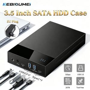 Kebidumei 3.5인치 HDD 케이스 2.5/3.5인치 SATA SSD 외장 하드 드라이브 수납함 인클로저 도킹 스테이션(1