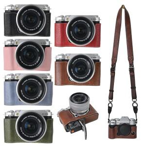 [호환품]Fujifilm XM5 Fuji 카메라 가방 케이스용 PU 가죽 하프 바디 커버 하단 개방형 보호대 베이스