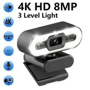 휴대용 풀 HD 1080P 2K 4K 웹캠 PC 노트북 자동 초점 라이브 스트리밍 마이크 포함 플렉시블 방송 조명