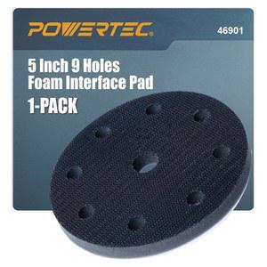 POWERTEC 5인치 폼 인터페이스 패드 9구 후크 앤 루프 샌딩 백킹 패드 FOR FESTOOL RO125 / ETS 125 샌더 오비탈 U2013 고밀도 PU 쿠션 및 먼지 제거 1팩 (46901)