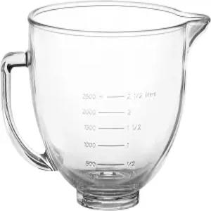 MOLIGOU 유리 믹싱 볼 Kitchenaid 4.5 및 5쿼트 틸트 헤드 스탠드 믹서용 손잡이 따르는 주둥이가 있는