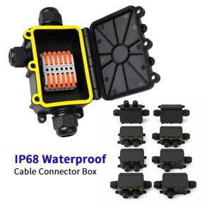 IP68 방수 접속함 2-8방향 6극 전기 와이어 커넥터 32A 450V 0.08-4.0mm² 실외 조명용 케이블 스플라이스