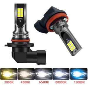 2개입 H8 H11 LED 전구 H7 9005 HB3 HB4 램프 초고휘도 자동차 안개등 주간 주행등 12V 24V 6500K 화이트